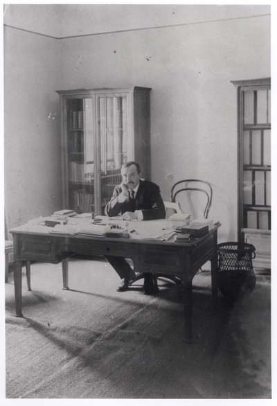 Paul Claudel in his office in Prague by French Photographer